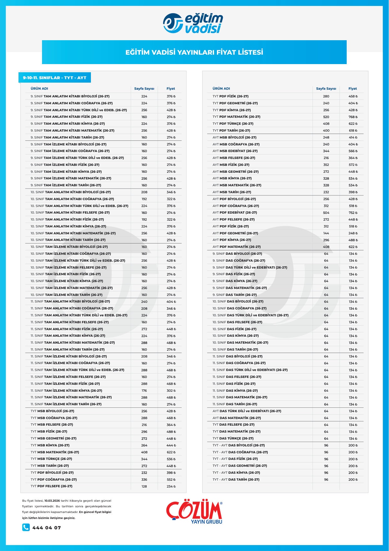 EV FIYAT LISTESI 26-27