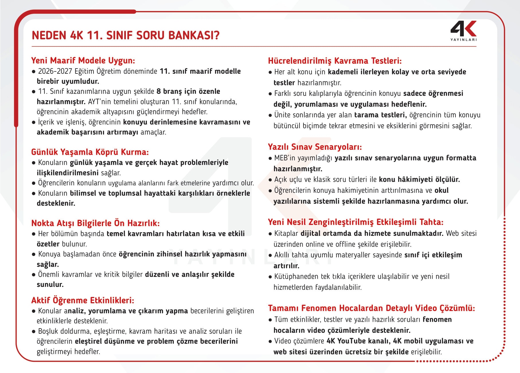 NEDEN 4K 11. SINIF SORU BANKASI