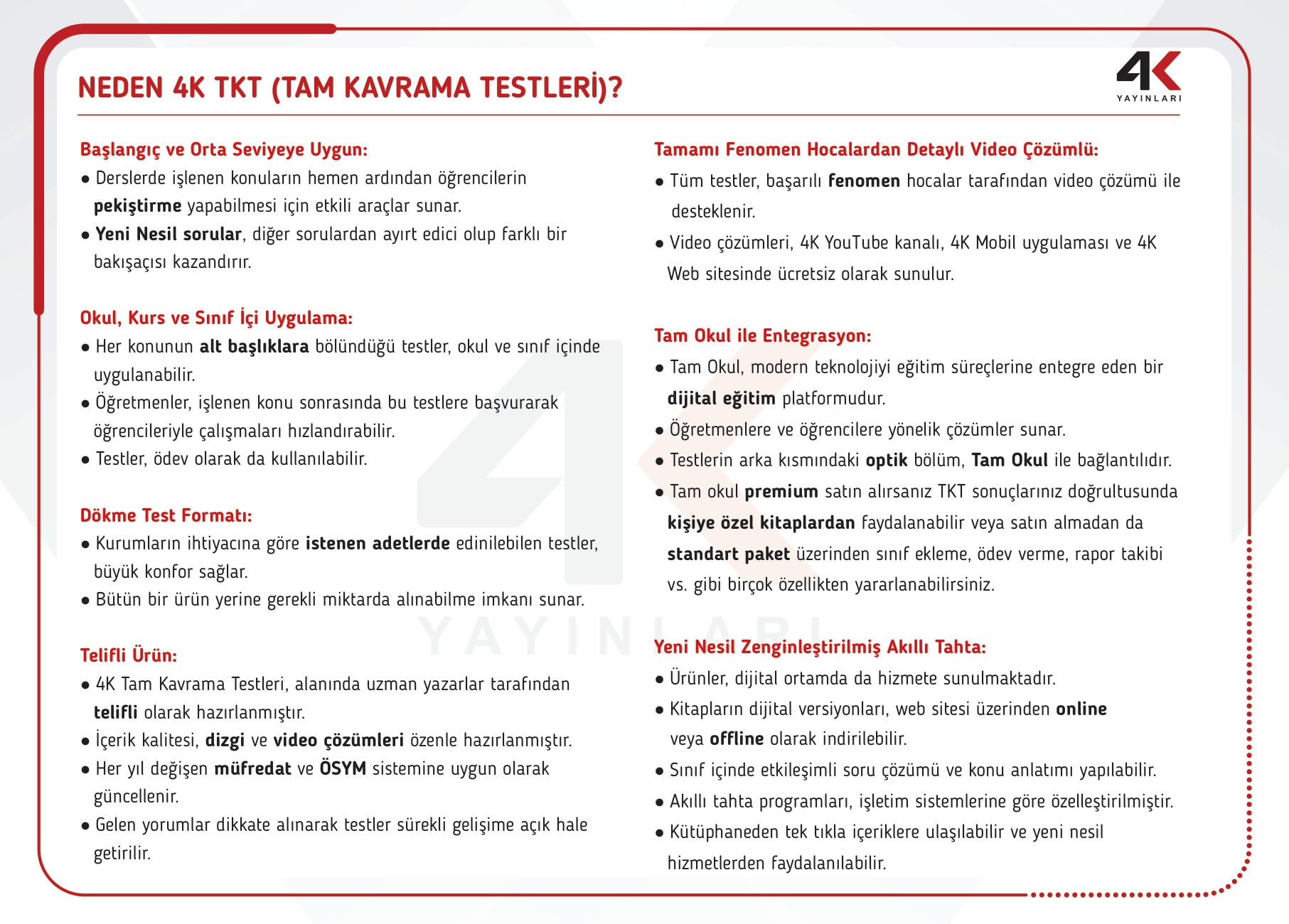 TANITIM 4K TAM KAVRAMA TESTLERİ (TKT)