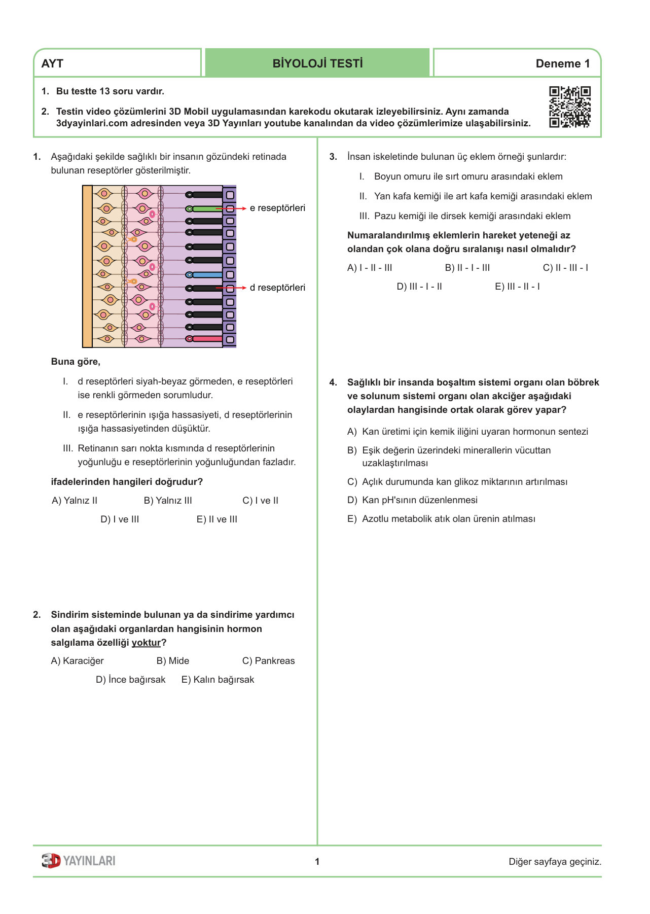 3D AYT Biyoloji Simülasyon Denemeleri — sayfa 1