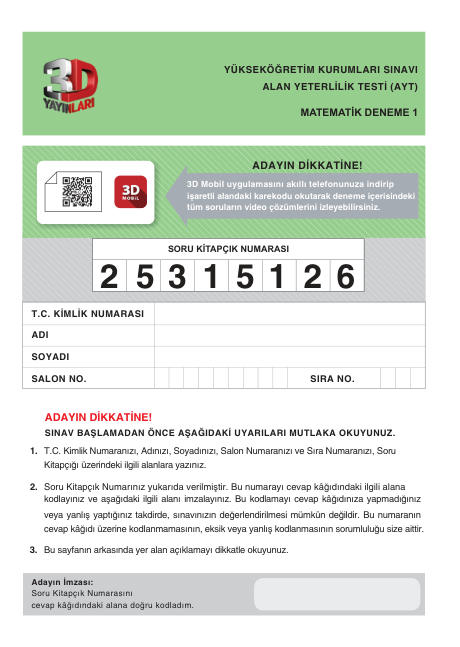 3D AYT Matematik SimülasyonDenemeleri