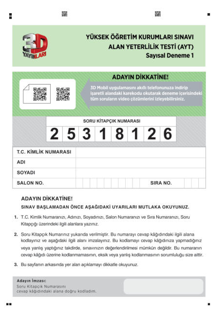 3D AYT Sayisal SimülasyonDenemeleri