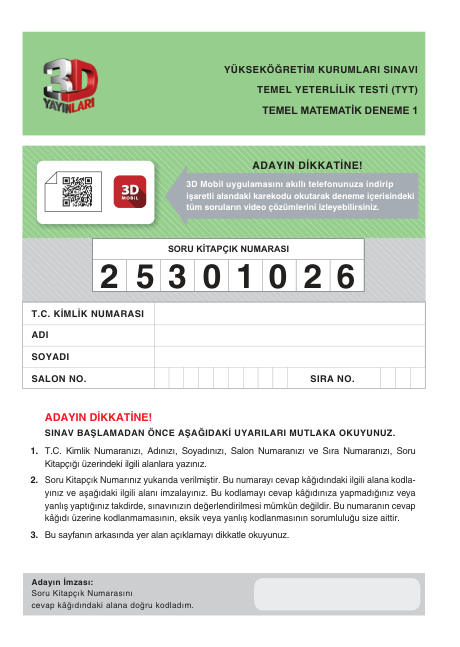 3D TYT Matematik SimülasyonDenemeleri