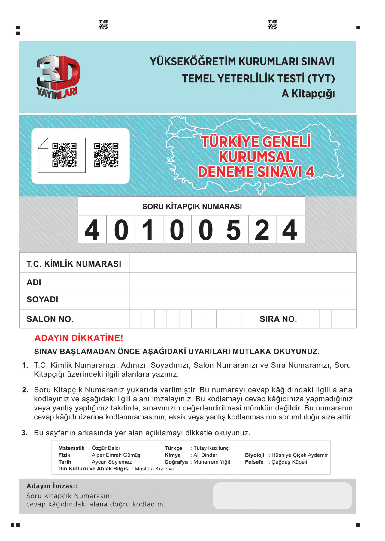 3D TYT KURUMSAL DENEME 04 A Kitapcigi — sayfa 1