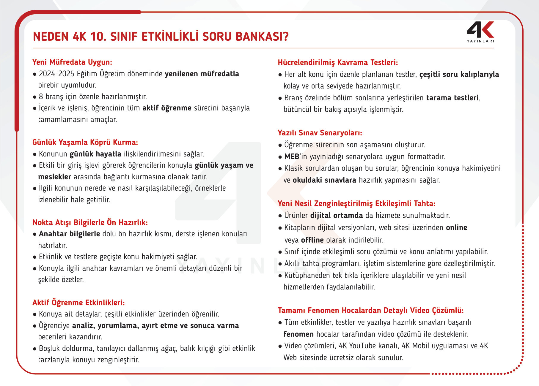 NEDEN 4K 10. SINIF ETKİNLİKLİ SORU BANKASI — sayfa 1