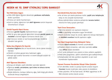 NEDEN 4K 10. SINIF ETKİNLİKLİ SORU BANKASI