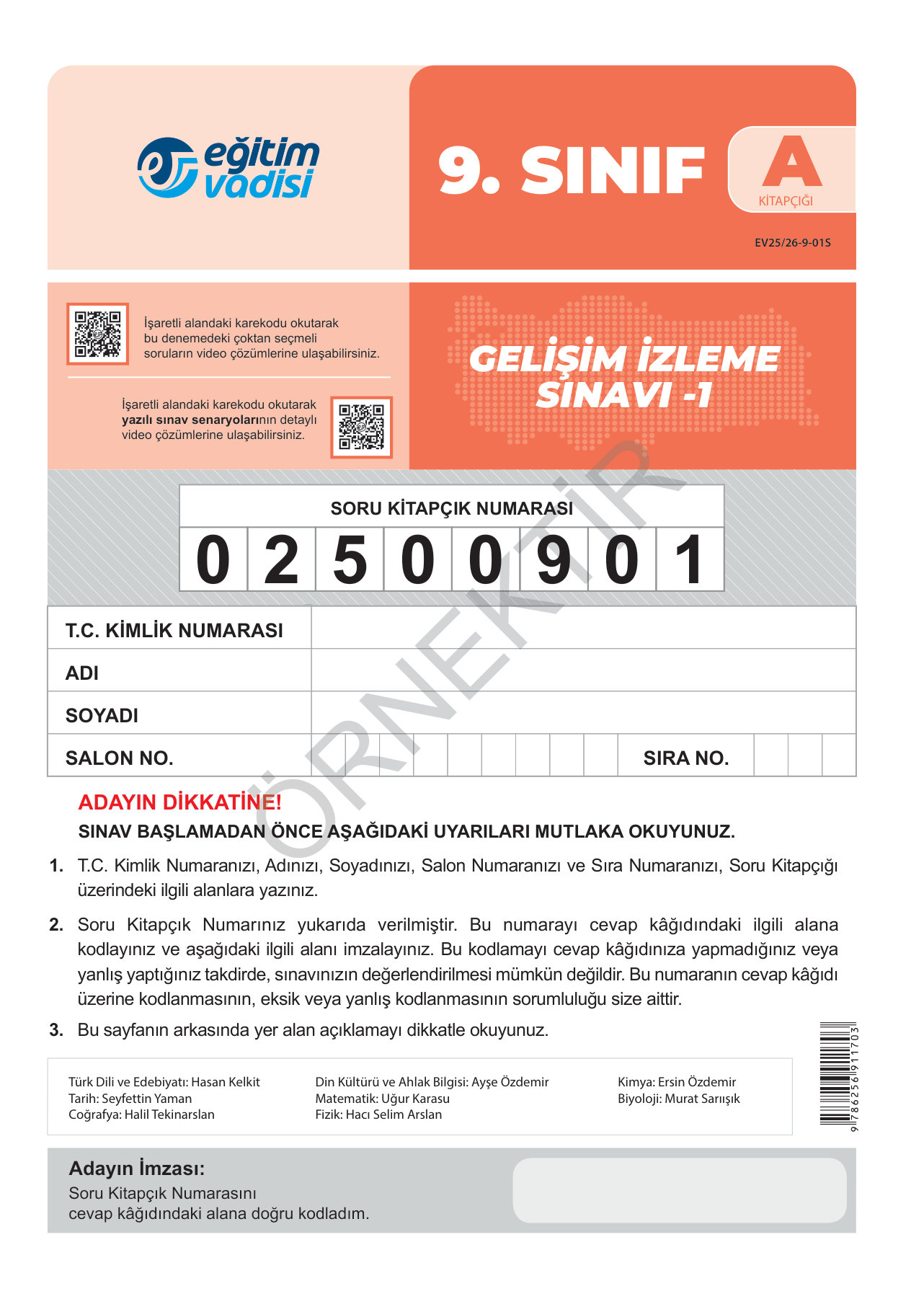 9. sınıf deneme 01 — sayfa 1