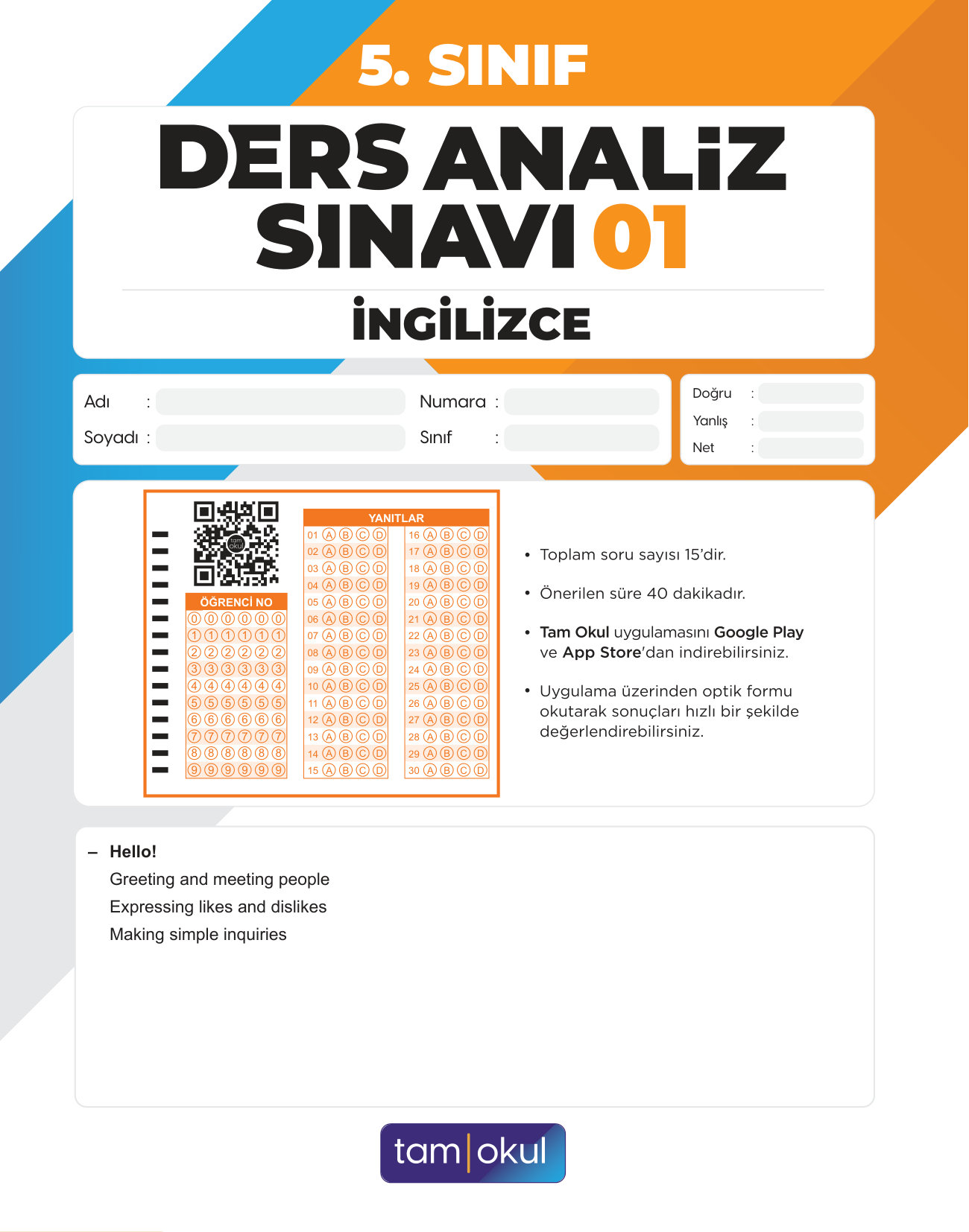 5 sınıf İngilizce Das — sayfa 1