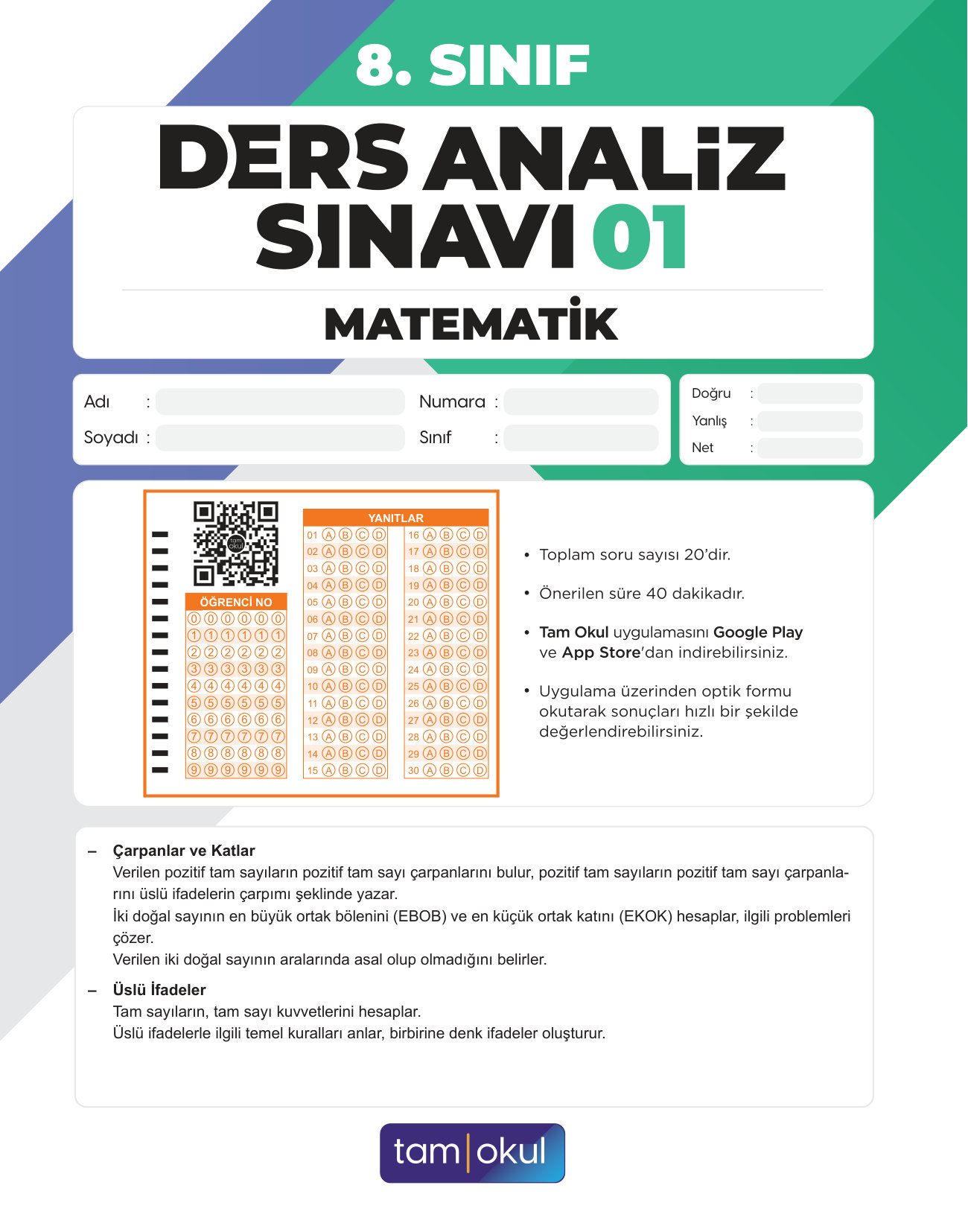 8 sınıf Matematik Das — sayfa 1